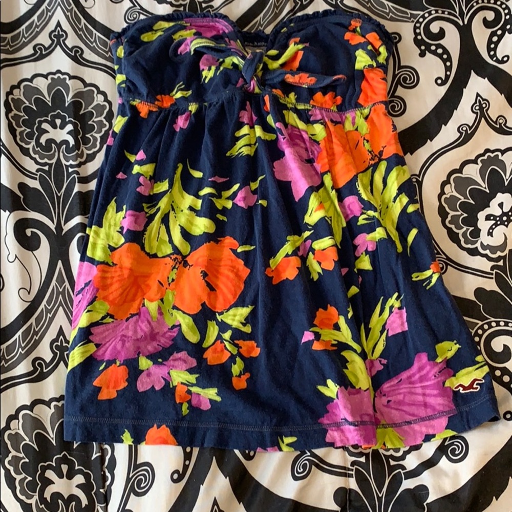 Hollister strapless floral top size M